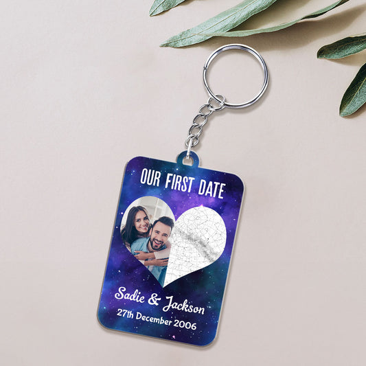 Custom Star Map Our First Date - Personalized Custom Acrylic Keychain