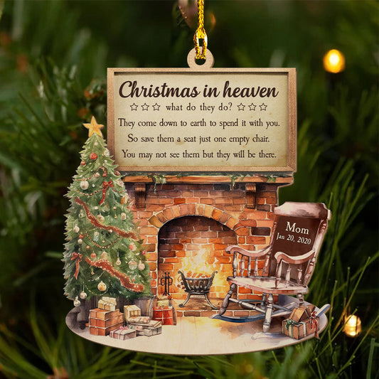 Christmas in Heaven - Personalized Custom 1-layered Wood Ornament