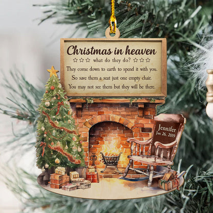 Christmas in Heaven - Personalized Custom 1-layered Wood Ornament