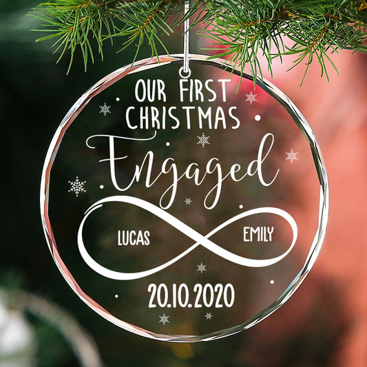 First Christmas Engaged - Personalized Custom Glass Ornament