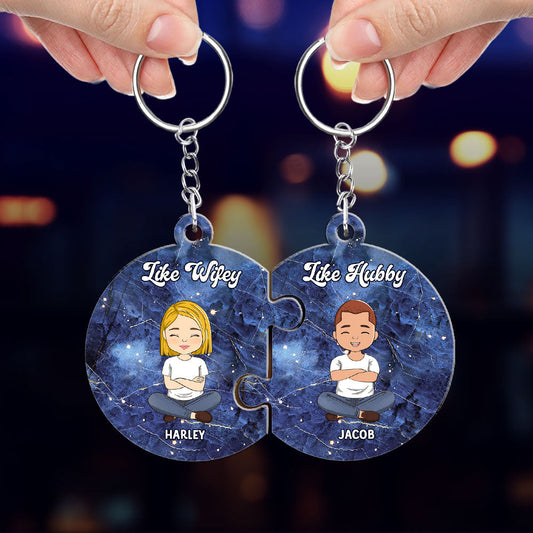 Custom Star Map Like Wifey Like Hubby - Personalized Custom Couple Acrylic Keychain