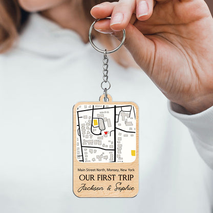 Custom Map Our First Trip - Personalized Custom Acrylic Keychain