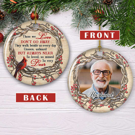 So Loved, So Missed - Personalized Custom Photo Circle Ceramic Ornament