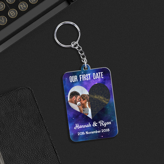 Custom Star Map Our First Date - Personalized Custom Acrylic Keychain