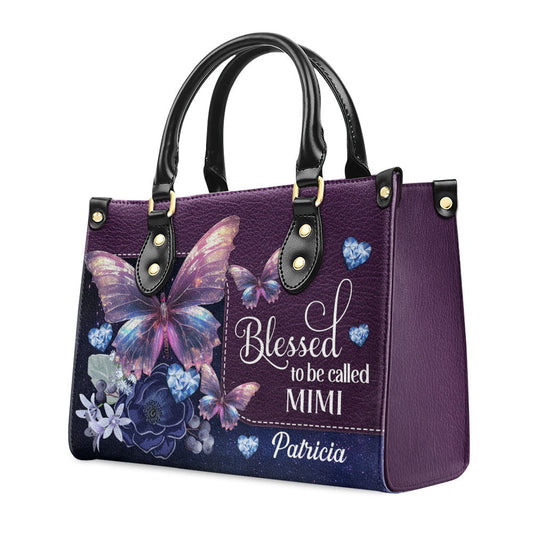 Blessed To Be Called Grandma - Personalized Custom Leather Bag