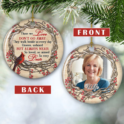 So Loved, So Missed - Personalized Custom Photo Circle Ceramic Ornament