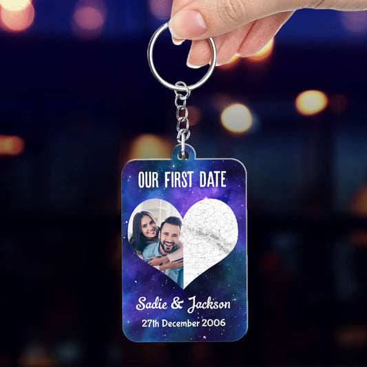 Custom Star Map Our First Date - Personalized Custom Acrylic Keychain