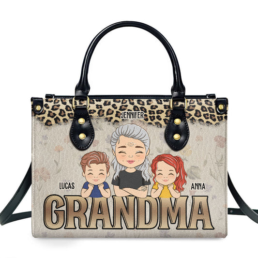 Grandma Kids Together - Personalized Custom Leather Bag