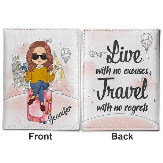Travel With No Regrets - Personalized Custom Passport Cover