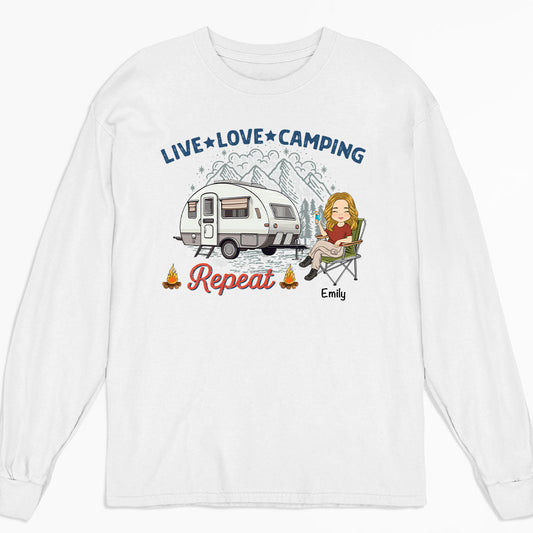 Live Love Camping - Personalized Custom Long Sleeve T-shirt