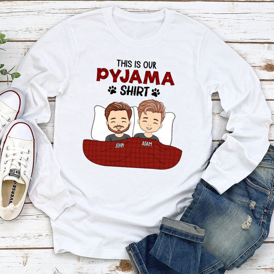 Couple Pyjama Shirt - Personalized Custom Long Sleeve T-shirt