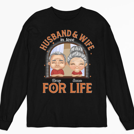 Husband And Wife In Love For Life - Personalized Custom Long Sleeve T-shirt