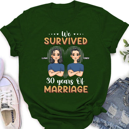 We Survived Years Of Marriage - Personalized Custom Women's T-shirt