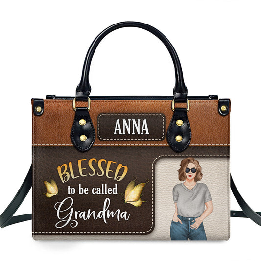 Blessed Grandma - Personalized Custom Leather Bag