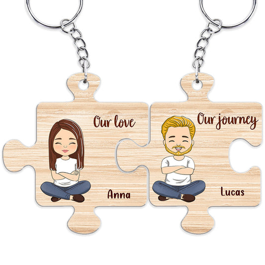 Custom Map Our Love Our Journey - Personalized Custom Couple Acrylic Keychain