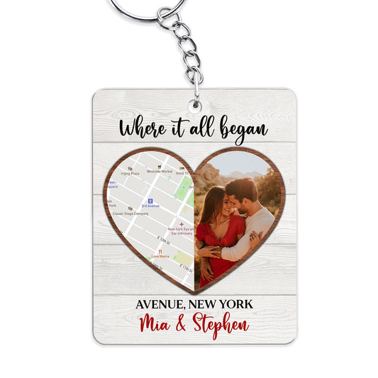 Custom Map Where It All Began - Personalized Custom Acrylic Keychain