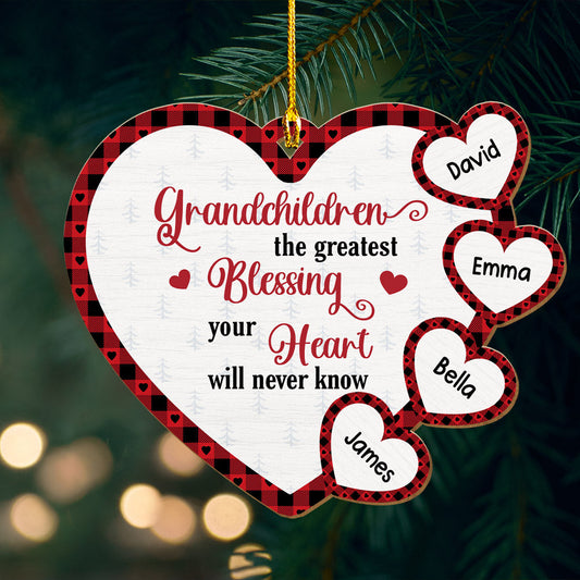 Grandchilds Make My Heart - Personalized Custom Wood Ornament