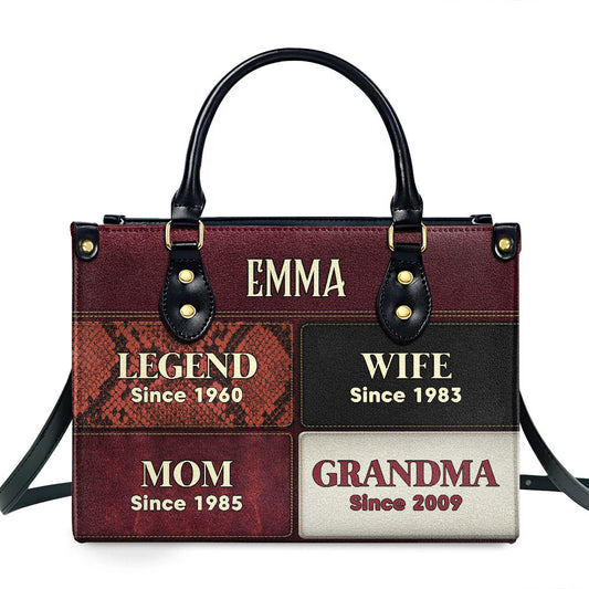 Grandma Since Year - Personalized Custom Leather Bag