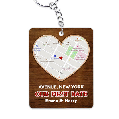 Custom Map Where We Met - Personalized Custom Acrylic Keychain