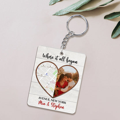 Custom Map Where It All Began - Personalized Custom Acrylic Keychain