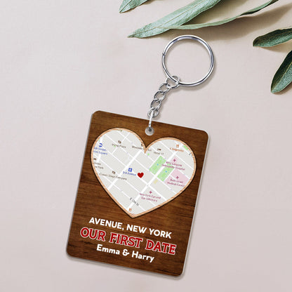 Custom Map Where We Met - Personalized Custom Acrylic Keychain