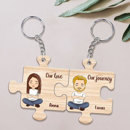 Custom Map Our Love Our Journey - Personalized Custom Couple Acrylic Keychain