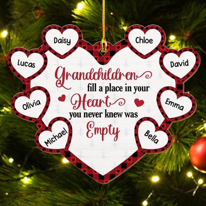 Grandchilds Make My Heart - Personalized Custom Wood Ornament