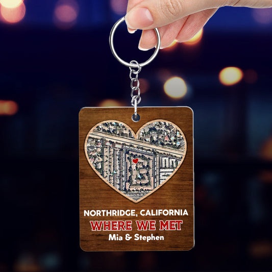 Custom Map Where We Met - Personalized Custom Acrylic Keychain