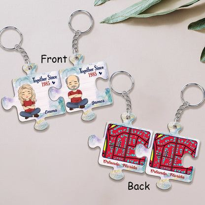 Custom Map Together - Personalized Custom Couple Acrylic Keychain