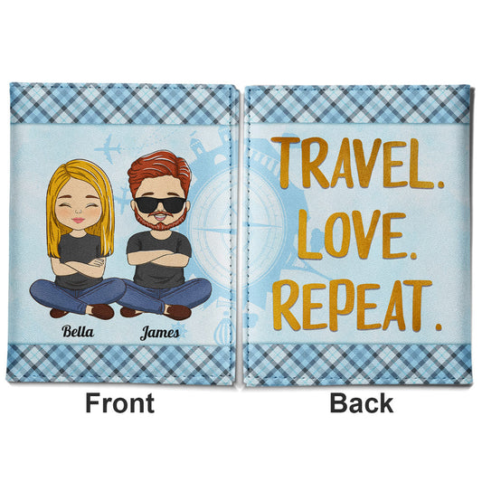 Travel Love Repeat - Personalized Custom Passport Cover