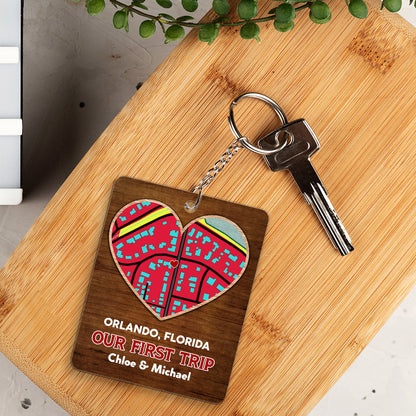 Custom Map Where We Met - Personalized Custom Acrylic Keychain