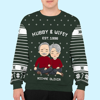 Hubby Wifey - Personalized Custom All-Over-Print Sweatshirt