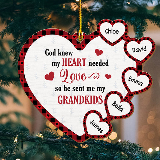 Grandchilds Make My Heart - Personalized Custom Wood Ornament