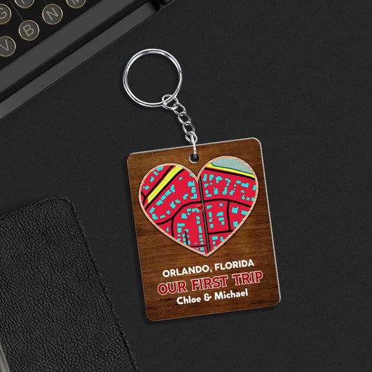 Custom Map Where We Met - Personalized Custom Acrylic Keychain