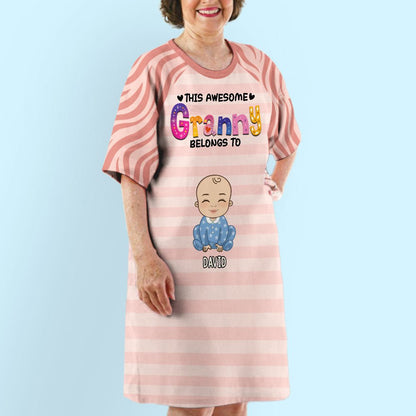 Awesome Grandma And Kids - Personalized Custom 3/4 Sleeve Dress - Blithe Hub