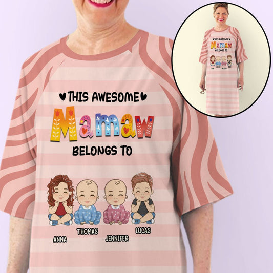 Awesome Grandma And Kids - Personalized Custom 3/4 Sleeve Dress - Blithe Hub