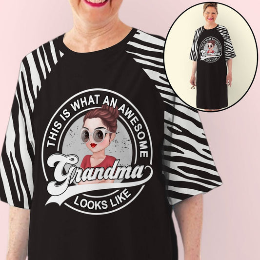 Awesome Grandma Looks Like - Personalized Custom 3/4 Sleeve Dress - Blithe Hub