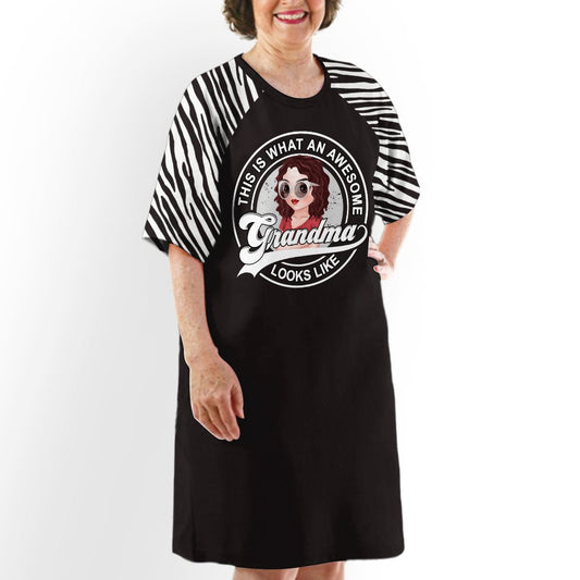 Awesome Grandma Looks Like - Personalized Custom 3/4 Sleeve Dress - Blithe Hub