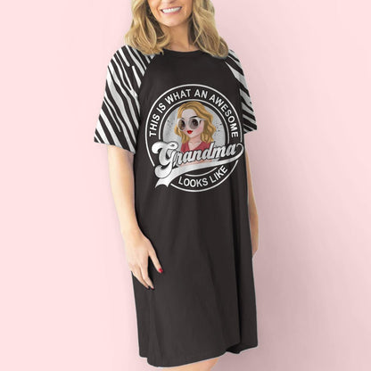 Awesome Grandma Looks Like - Personalized Custom 3/4 Sleeve Dress - Blithe Hub