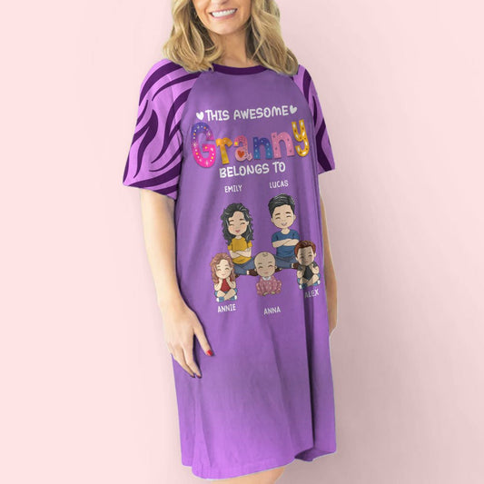 Awesome Grandma - Personalized Custom 3/4 Sleeve Dress - Blithe Hub