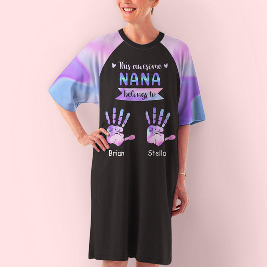 Awesome Grandma With Hands - Personalized Custom 3/4 Sleeve Dress - Blithe Hub