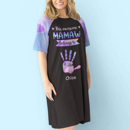 Awesome Grandma With Hands - Personalized Custom 3/4 Sleeve Dress - Blithe Hub