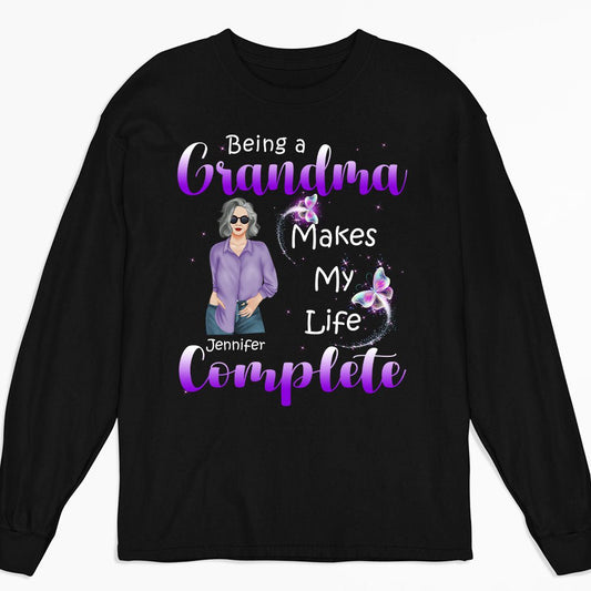 Being a Grandma - Personalized Custom Long Sleeve T-shirt - Blithe Hub