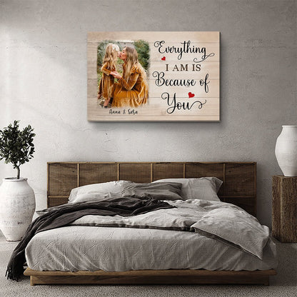 Everything I Am Is Because Of You - Personalized Custom Photo Canvas - Blithe Hub