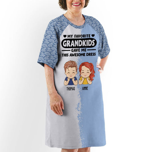 Favorite Grandkids Gave Me - Personalized Custom 3/4 Sleeve Dress - Blithe Hub