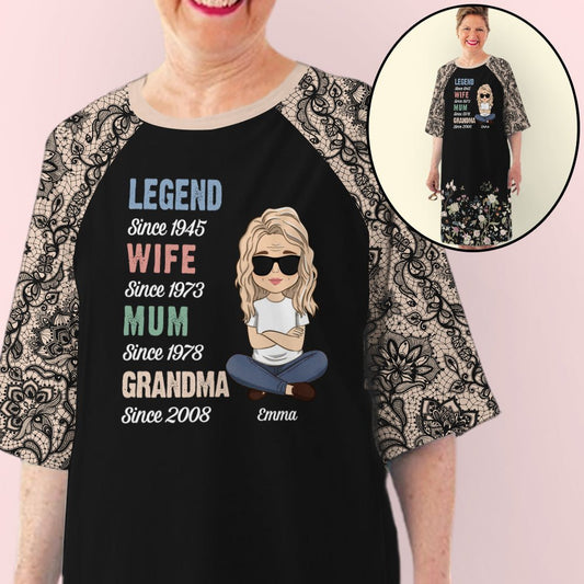 Floral Legend Grandma - Personalized Custom 3/4 Sleeve Dress - Blithe Hub