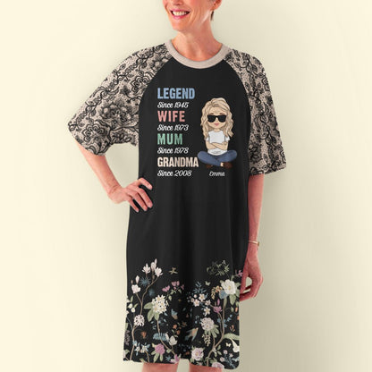 Floral Legend Grandma - Personalized Custom 3/4 Sleeve Dress - Blithe Hub