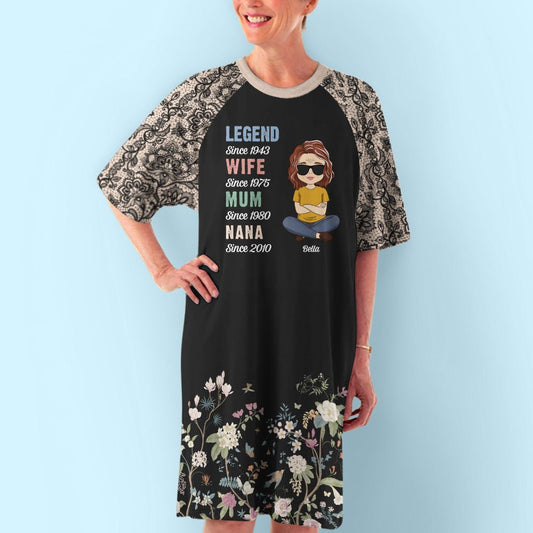 Floral Legend Grandma - Personalized Custom 3/4 Sleeve Dress - Blithe Hub