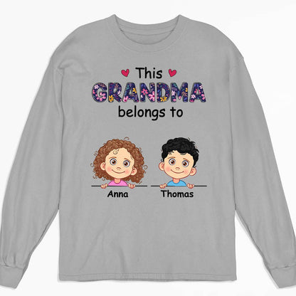 Grandma Belongs To - Personalized Custom Long Sleeve T-shirt - Blithe Hub