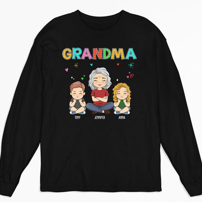 Grandma Colorful - Personalized Custom Long Sleeve T-shirt - Blithe Hub